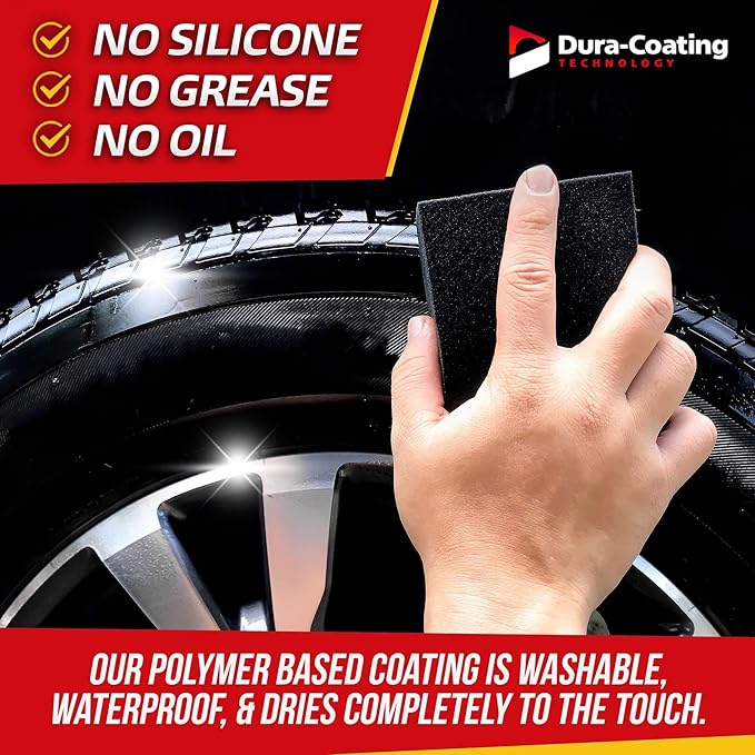 DURA-COATING TECHNOLOGY, Dressing Total Tire Kit - Single Size Car Kit - Tire Dressing, Cleaning and Restoration Kit for Cars - High Gloss Coating to Renew and Protect Your Tires - Made in USA