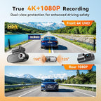 DDPAI 4K Dash Cam Front and Rear, 2160P+1080P Car Dash Camera, GPS 5G WiFi Dashcam for Cars, Free eMMC 32G Dual Storage Support 512G,Radar Motion Detection,Night Vision,72 Hour Parking Mode, N5 Dual
