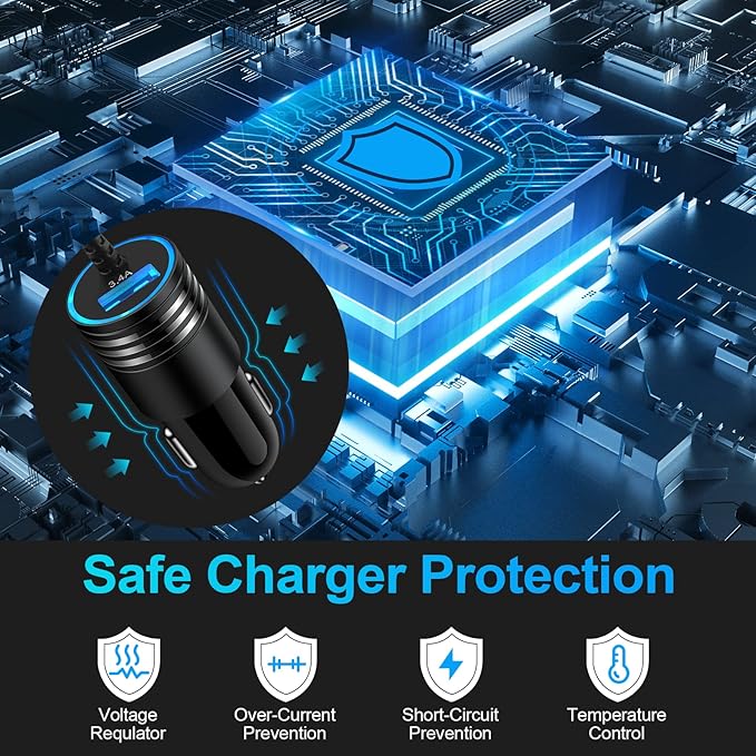 Android Car Charger Type C Samsung Car Charger Fast Charging for Samsung Galaxy S26/S25/S24/A57/A37/A17/A56/A36/A26/A16/A15/A14/A54/A53 5G/A13/S23/S22/S21/S20/Z Flip7,3.4A Car Adapter+3ft USB C Cable