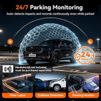 4K+3x1080P 4 Channel Dash Cam, 360° All-Around View Dash Camera for Cars, Free 128GB Card Included, Built-in GPS, 2.4GHz Wi-Fi & App, 8 IR Night Vision, G-Sensor, 24H Parking Mode(Supports 256GB Max)