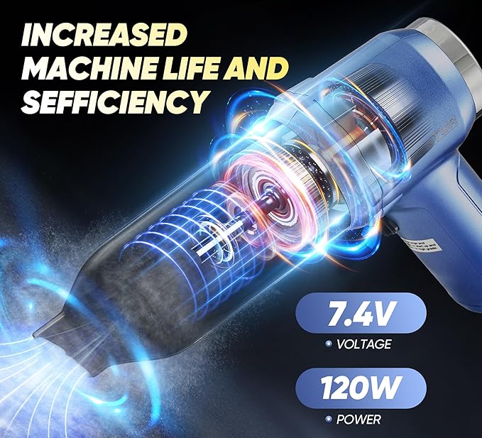 Portable Cordless Handheld Vacuum Cleaner with 15000PA, 120W Air Duster, Brushless Motor, Mini Car Vacuum for Car and Home