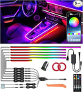 KENANEK 55.12inch Acrylic LED Lights for Car–6 Dreamcolor Interior Car LED Strip Light+2 footwell Lights, 3 Control Methods, Music Sync, Dual USB Cigarette Lighter, Universal Fit for Car/SUV/Truck