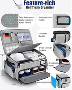 LOINTET Golf Trunk Organizer, Waterproof Car Golf Locker with Separate Ventilated Compartment for 2 Pair Shoes, Golf Storage for Balls, Tees, Cap, Clothes, Gloves, Accessories, Gifts for Men, Women