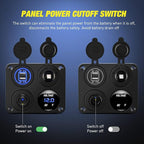 Nilight 4 in 1 ON OFF Charger Socket Panel Dual USB Charger Power Outlet LED Voltmeter Cigarette Lighter Socket LED On Off Rocker Toggle Switch for Truck Car Marine Boats RV, 2 Yeas Warranty