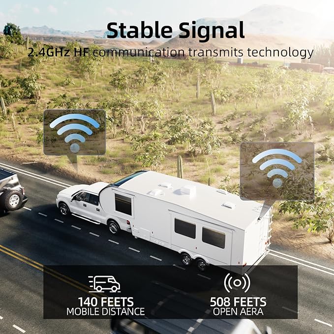 eRapta RV Backup Camera Wireless System for Furrion with 5-Inch Monitor 1080P, 1 Rear Camera, Wide-View, Video Recording, IR Night Vision, IP69 Waterproof, Plug and Play for Camper -AY5