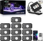 YiLaie 10 Pods LED Rock Lights for Trucks with APP/RF Remote Control, Flashing Music Mode, Upgraded Underglow Led Lights for Truck ATV UTV RZR SUV Golf Cart