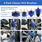 32-Piece Car Detailing Kit with Drill Brush Attachments & Polishing Pads – Professional Auto Detailing Brushes, Wheel & Tire Cleaning Tools with Storage Bag (Blue)