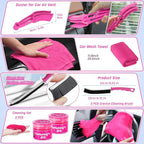 34PCS Car Detailing Brush Set, Car Detailing Kit, Car Detailing Brushes, Car Cleaning Kit, Professional Car Care kit - Car Wash Brush kit for Interior Exterior Wheels, Pink Car Accessories for Women