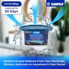 ZARPAX Moisture Absorber Activated Charcoal 6.5 oz/185g | Removes Moisture, Damp, Humidity & Odors | Odor Absorber | Moisture Trap for Bathroom, Closet, Kitchen & Small Spaces | Set of 6