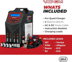 Venom Power - Pro Quad LiPo Battery Fast Charger with LCD Screen - 4 Ports at 100W Each - AC DC 7A Fast NiMH LiHV LiPo Balance Charger Discharger 1S to 6S, Drone, RC Car Battery Charger