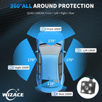 4 Channel Dash Cam 360° View 5G WiFi & APP Control, WIZACE 2K Front and Rear Inside, Left Right Dash Camera for Cars Free 64GB TF Card, G-Sensor, Night Vision, 24H Parking Mode