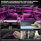 RGB Acrylic Interior Car LED Strip Light with Wireless APP, Car Accessories 6 in 1 with 175 inches 593 LEDs Fiber Optic Ambient Lighting Kits, Dynamic Music Sync Neon LED Strip Light for Car