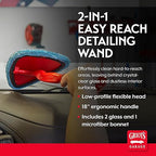 Griot's Garage 2-in-1 Easy Reach Detailing Wand, Extended Reach for Windshield, Window, Mirror, Dashboard, Vehicle Cleaning, 18" Handle