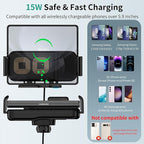 Wireless Car Charger Mount, 15W Dual Coil Rotatable Car Phone Holder Wireless Charger for Samsung Galaxy Z Fold 7/6/5/4/3/2, Z Flip, S25/S24/S23/S22 Series and iPhone, Car Charger Included