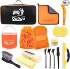 Car Cleaning Kit with Storage Bag, Car Washing Kit 16 Pcs, Car Detailing Kit with Wash Mitt Sponge Towels, Car Wash Mitt, Detailing Brushes, Exterior and Interior Car Washing Set