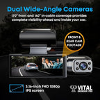 Vital Dash Camera Pro 2026 Dashcam Front and Rear Camera for Cars Dual Car Camera with Night Vision, G-Sensor 24/7 Parking Surveillance, Loop Recording, Wide Angle Easy Setup Vital Dash Cam Pro FHD