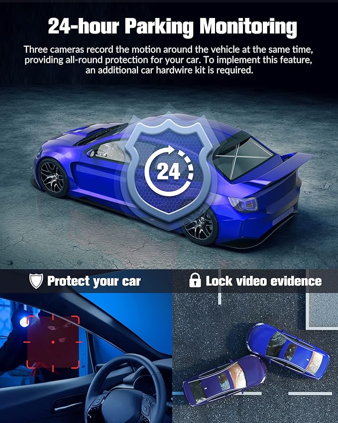 Dash Cam Front and Rear Inside, 4K/2.5K Full HD Dash Camera for Cars,Car Camera with Free 32GB SD Card,Built-in Super Night Vision,WDR,G-Sensor,24 Hours Parking Monitor, Loop Recording