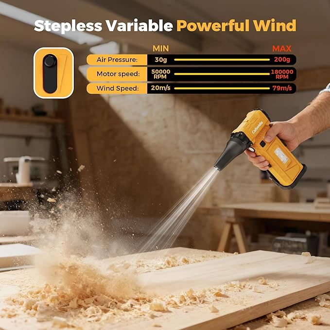 Electric Air Duster & Vacuum 2-in-1, 180000RPM Brushless Motor, Rechargeable Compressed Air Duster with 8000mAh Battery, Stepless Speed Control, 7-Mode Light Mini Blower for PC, Car, Home, Outdoor