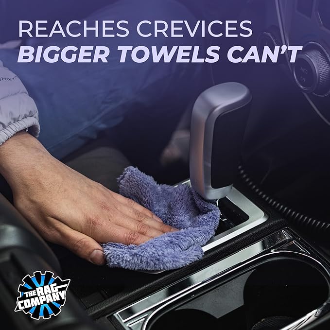 The Rag Company - The Eaglet 350 - Professional Korean 70/30 Blend; Super Plush Microfiber Detailing Towels; Perfect for Wheels, Mirrors, and More; 350GSM; 8inx8in, Lavender (10-Pack)