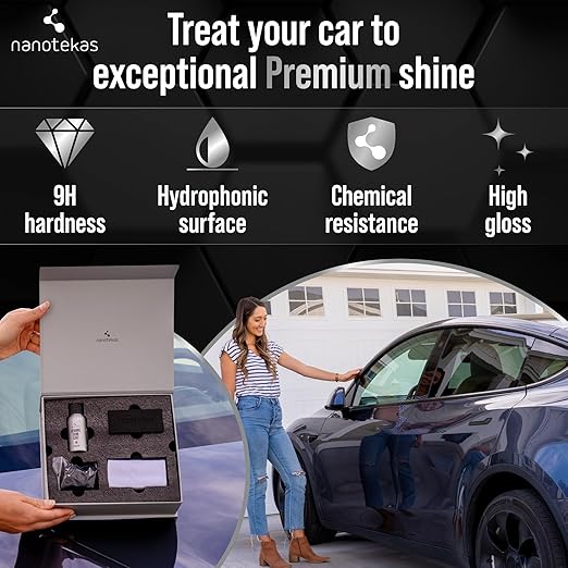 Professional Ceramic Coating for Cars - 9H Nano Technology Car Ceramic Coating kit for Protection, High Gloss, Shine and Hydrophobicity, Clear Ceramic Car Coating and Paint Protectant
