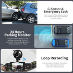 360 Degree View 4 Channel Dash Cam 5G WiFi & App Control, GEMEK 2K Front and Rear Inside, Left and Right Dash Camera for Cars, Free 64GB TF Card, G-Sensor, Night Vision, 24-Hour Parking Mode