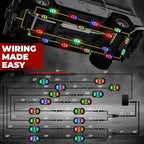 16 Pods Five Sided RGB Rock Lights for Trucks Jeep UTV SUV ATV Golf Cart, Multi Chasing Color App/Remote Control Led Rock Lights with Music Mode, Waterproof Exterior Underglow Kits for Cars(Patented)