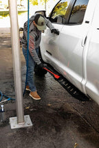 Detail Factory - Fender Well Brush - Ergonomic ProGrip Handle, Stiff Synthetic Bristles, Ergonomic Design, Clean Your Wheel Wells with Ease - Red