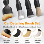 8 Pcs Car Detailing Brush Set, Soft Bristle Cleaning Brushes for Interior and Exterior Care, 4 Versatile Brushes Designed for Dashboards, Vents, Wheels, Tires, and Precision Detailing