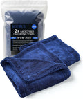 2X Medium Car Drying Towel, 1300 GSM Professional Car Towel with Double Twisted Loop,Super Absorbent Large Microfiber Drying Towels for Cars, Trucks, SUVs - 16"x16" 2-Pack, Navy