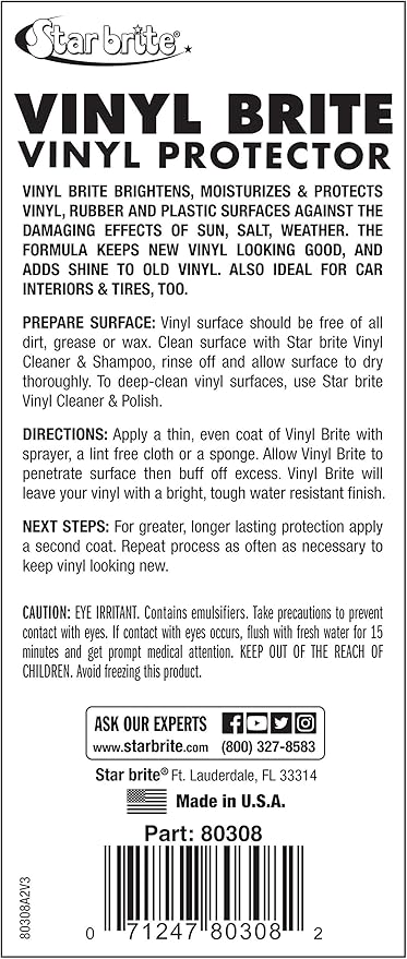 STAR BRITE Vinyl Brite Marine Grade Protectant Spray - Brighten, Moisturize & Protect Vinyl, Rubber, Fiberglass, Plastic & More