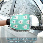 Kigai Cute Cartoon Teeth Car Wash Mitt 2PCS Ultra Absorbent Chenille Microfiber Car Washing Glove Scratch Free Lint Free Wash Sponge Auto Cleaning Glove, 11.8x8.1 inch