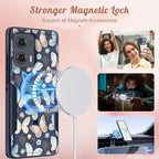 for Moto Edge 2024 Case - Compatible with MagSafe Women Girls Cute Magnetic Protective Phone Cover Kawaii Girly Blue Butterfly Heavy Duty Shockproof Design for Motorola Moto Edge 2024 Cases