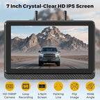 Wireless Backup Camera for Truck RV, HD IPS 7" Monitor, Digital Wireless Camera System + IP69 Waterproof IR Night Vision, 10-Min Easy Install, 1080P Rear View Camera for Car, Van, Trailer and Camper
