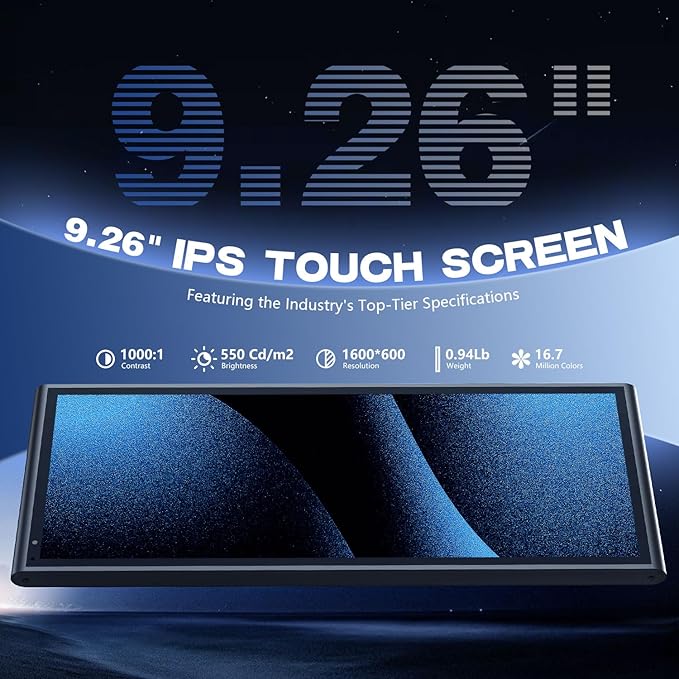 9.26" Carplay Screen for Car, Wireless Portable Car Play Screen for Apple CarPlay & Android Auto, OTA Updates, Backup Camera, Bluetooth 5.0, Mirror Link, Voice Control, GPS Navigation, FM