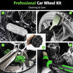 YeewayVeh 5PCS Pro Wheel Detailing Kit | 360° Bendable Rim Cleaner Brush, Premium Boar Hair Brush & Tire Shine Applicator | Microfiber Scratch-Free Wheel and Tire Brush Set for Cleaning Wheels,Tires