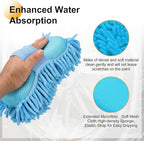 HARFINGTON Car Wash Sponge 9.1" x 4.7" Chenille Microfiber Mitt Scratch-Free Absorbent Scour Scrubber Cleaning Sponge for Washing Detailing on Cars, Trucks, SUV, Boats, RVs, Light Blue