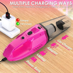 THINKWORK Car Detailing Kit Interior Cleaner, Car Cleaning Kit with 8000PA Cordless Pink Handheld Vacuum Cleaner, Car Interior Detailing Brush Set, Pink Car Accessories, Gift for Women