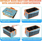 HEYSKAY Car Seat Organizer with Cup Holders, Automotive Seat Back Organizer and Storage with Adjustable Dividers, Book & Toy Organizer for Car and Office