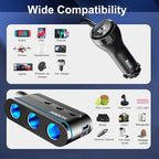 Cigarette Lighter Splitter,3 Socket Cars Cigarette Lighter Adapter,Heavy Duty Truck USB Chager Multi Port with PD30W/QC3.0 USB C 12/24V Car Plug Outlet with LED Voltage Display Independent Switches