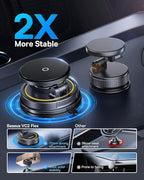 Baseus Vacuum 15W for Magsafe Car Mount Charger, 119LBS Suction Cup 720° Adjustable Magnetic Car Charger Phone Holder, Foldable Cell Phone Holder with Reusable Washable Gel for Car & for 17to13 iPhone
