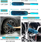 oesee PRO Choice 4 Pack Long Handle Wheel Brush Kit for Cleaning Wheel and Tire- 2X Soft Wheel Cleaning Brush, Detailing Brush and Stiff Tire Brush