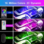 Hovano Car Interior LED Lights, APP Control with USB Port, RGB Color Change with Music Sync & DIY Mode, 48 LEDs Lights for Under Dash Running Board Truck