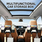 4-in-1 Back Seat Car Organizer, Adjustable Hooks, Universal Fit, with Cup Holder, Tissue Box & Storage, for Travel, Stores Phone, Snacks, Drinks, Handbags, Keeps Car Neat & Space-Saving (Red)