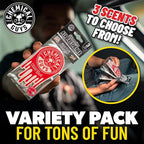 Chemical Guys Car Fresheners, Hanging Air Fresheners, Variety Scent Pack 12 Pack - for Cars, Home, Garage, Workspace, Dorm Room & More (4 x 3 Packs, Black Frost, Cherry, Pina Colada)