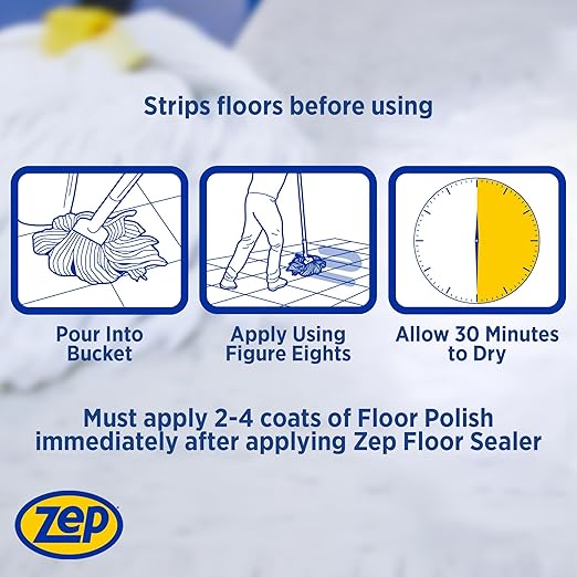 Zep Stain Resistant Floor Sealer - 1 Gallon (Case of 2) ECZUFSLR1282 - Durable, Long-Lasting, Enhances Gloss, Polish Longevity and Stain Resistance on Vinyl (VCT), Concrete, Rubber and Tile