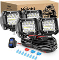 Nilight 4" LED Light Pod Blue Triple Row 2PCS 60W Flood Spot Combo Driving Fog Lights Fishing Hunting Emergency Safety Signal Deck Trailer Lights for UTV Pick-up Van Boat Tractor, 2 Years Warranty