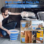 Collapsible Car Wash Bucket with Microfiber Mitt, 10L (2.6 Gallon) Portable Water Bucket with Handle for Car Wash Household Cleaning, Multiuse Collapsible Water Bucket and Car wash mitt - Blue