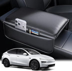 Wigoo Center Console Lid Cover for Tesla Model Y Juniper 2025-2026 & Model 3 Highland 2024-2026 (Standard, Premium & Performance), [Soft Support] Nappa Leather Armrest Protector Cover, Black