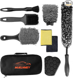 10PCS Wheel Cleaning Brush Kit,Wheel Cleaner Brush, Microfiber Cleaning Cloth,Soft Bristle Rim Brush,Tire Polishing Application Pad,Drying Towel.Tire Cleaning Brush Kit for Trucks, Cars, RVs