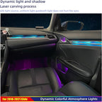 Ambient Lighting Kit Custom for 10th Gen Honda Civic - 256 Color LED Interior Car Lights with Carbon Fiber Trim, APP Control, Plug-&-Play Installation for Doors/Dashboard/Footwell (2016-2021)